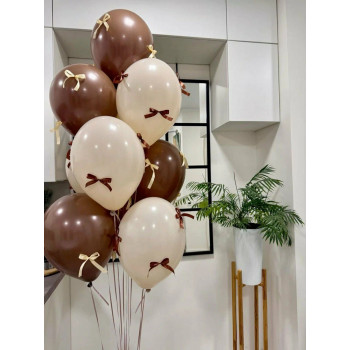 Шарики белые, кофейные с бантиками (30см)