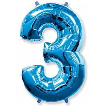 Шар "Цифра 3" синий.