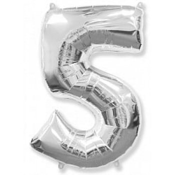 Шар "Цифра 5" серебро.