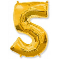 Шар "Цифра 5" золото.