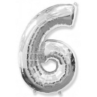 Шар "Цифра 6" серебро.