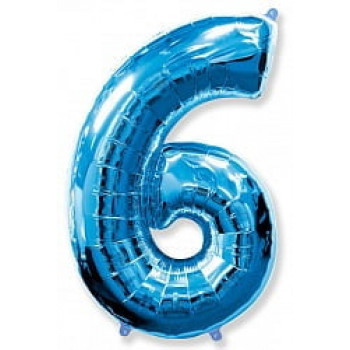 Шар "Цифра 6" синий.