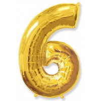 Шар "Цифра 6" золото. Шар "Цифра 6" золото.