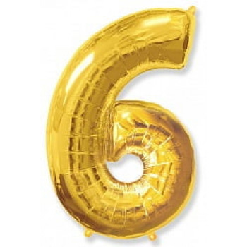Шар "Цифра 6" золото.