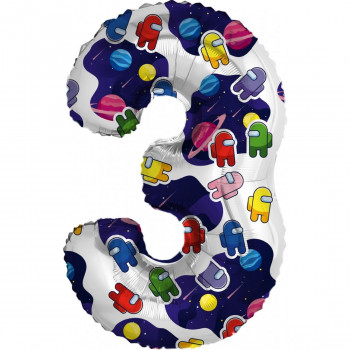 Шар Цифра Космонавтики, 90 см (1,2,3,4,5,6,7,8,9,0) 