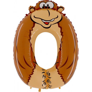 Шар цифра 0 обезьяна, 102 cм Шар цифра 0 обезьяна, 102 cм