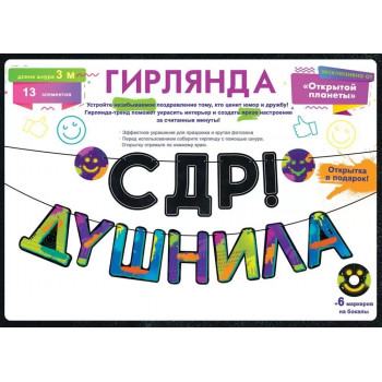 Гирлянда С ДР, Душнила!, 300 см, 1 шт.