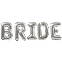 Набор шаров-букв (41 см) Надпись BRIDE, Серебро