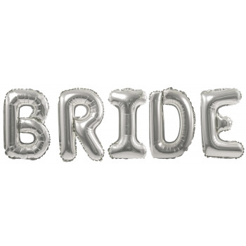 Набор шаров-букв (41 см) Надпись BRIDE, Серебро