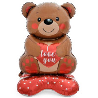 Шар 3D (147 см) на подставке, Мишка с сердцем, Love you Шар 3D (147 см) на подставке, Мишка с сердцем, Love you