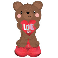Шар ходячий Мишка с сердцем LOVE на подставке (124 см) Шар ходячий Мишка с сердцем LOVE на подставке (124 см)