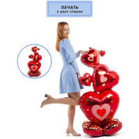Стойка из сердец красных (140см) Стойка из сердец красных (140см)