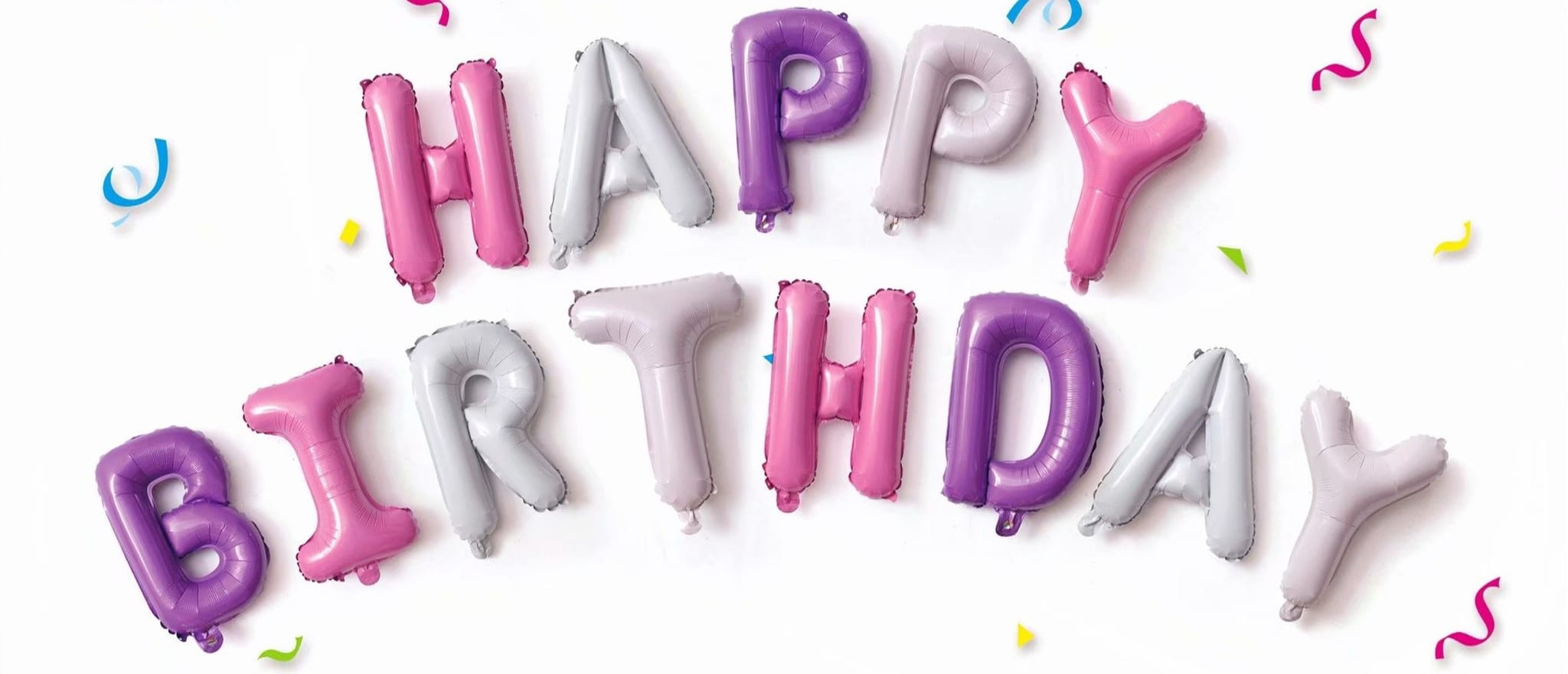 Набор шаров-букв Happy Birthday для девочки (41см высота буквы)