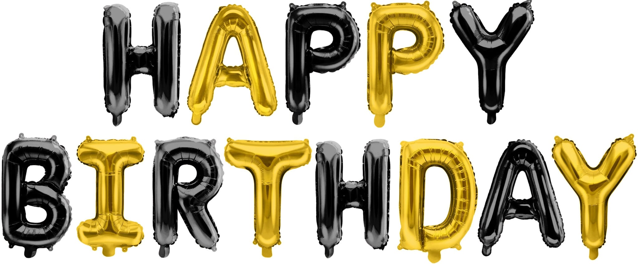 Набор шаров-буквы Happy Birthday, Черный, Золото (41см высота буквы)