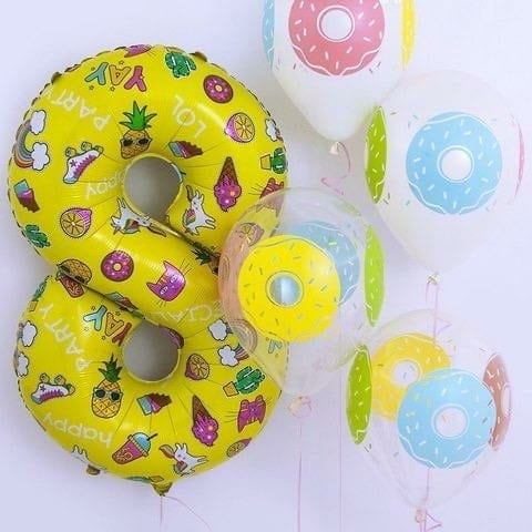Набор шаров Цифра, шарики с пончиками