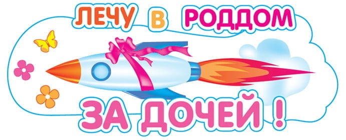 Наклейка Лечу в Роддом за дочей 460*170мм
