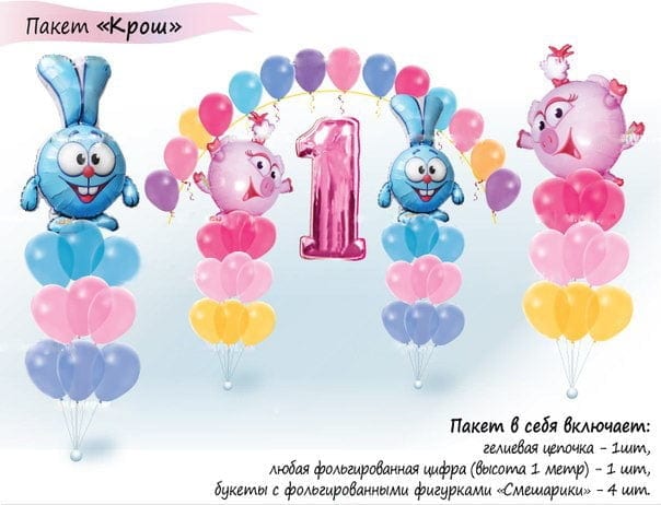 Пакет оформления воздушными шарами Крош