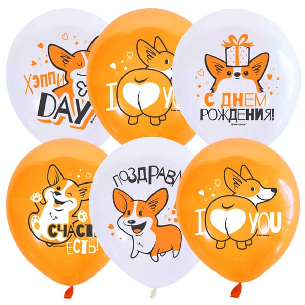 Шарики с Днём рождения! Корги