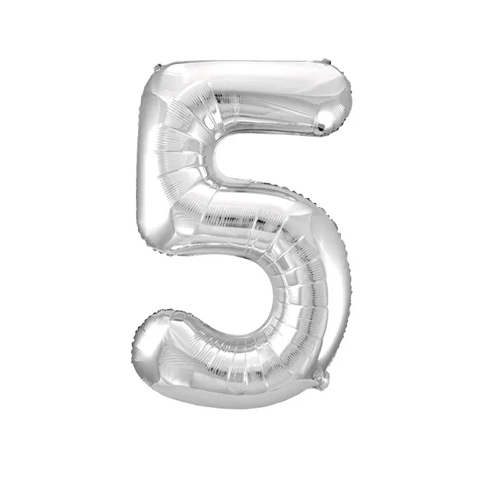 Шар "Цифра 5" серебро.
