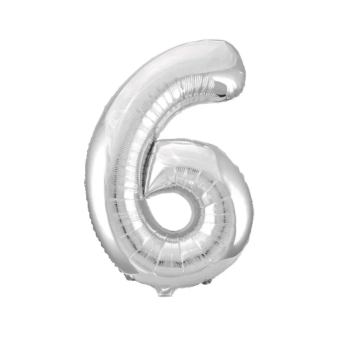 Шар "Цифра 6" серебро.