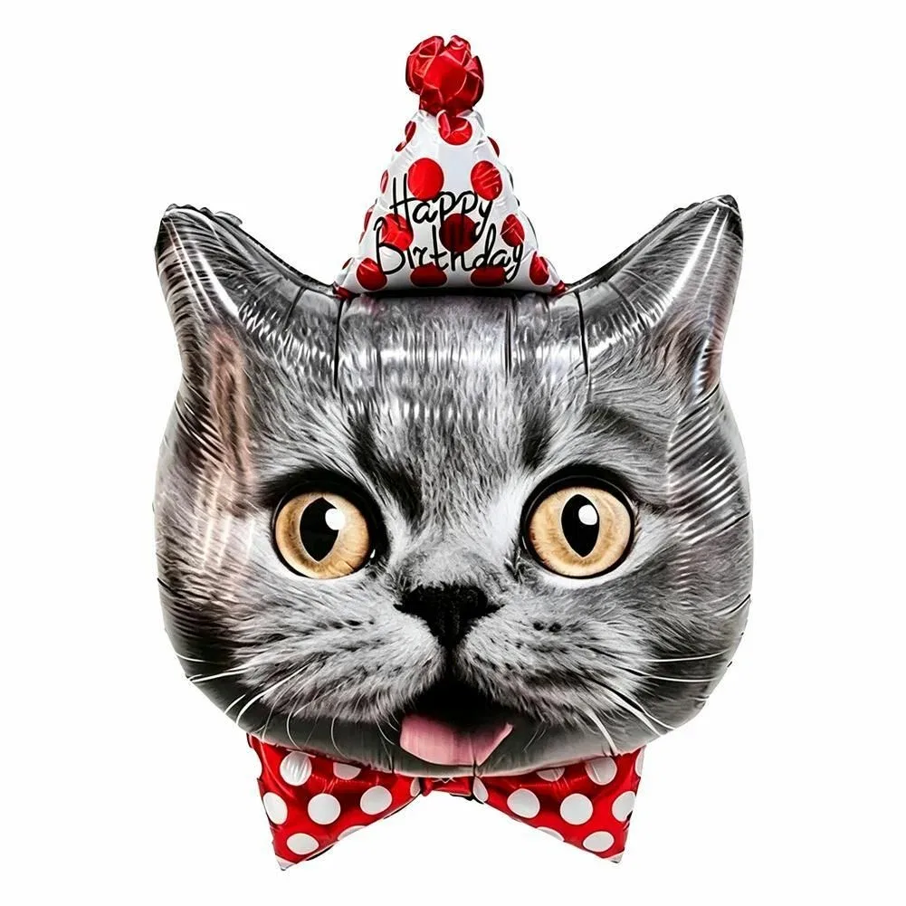 Шар (74 см) Серый котик в колпачке