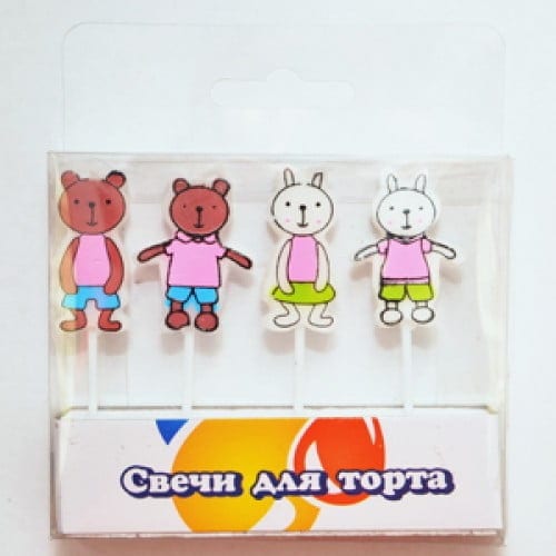 Свечи Мишки и Зайчики 4шт