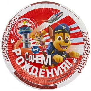 Тарелки 23 см Щенячий Патруль, С Днем Рождения! 6 шт.