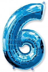 Шар "Цифра 6" синий.