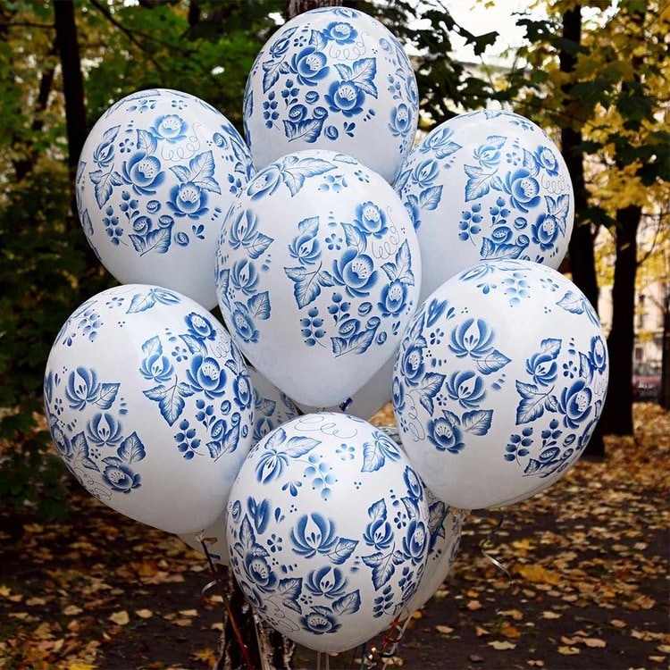 Шарики Синие Узоры (35см)