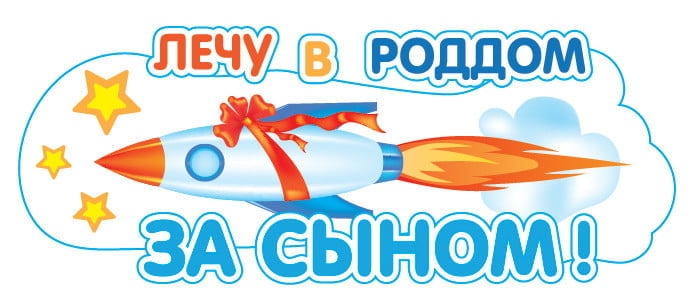 Наклейка Лечу в Роддом за сыном 460-170мм