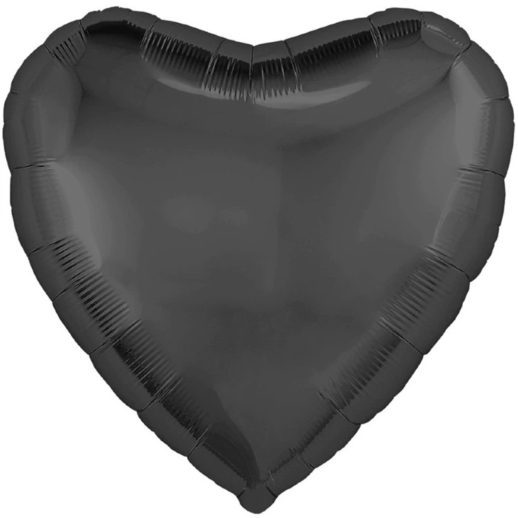 Шар сердце Графит, сатин (76см)