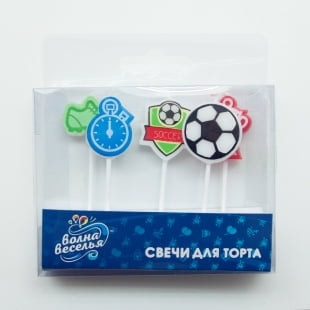 Свечи Футбол, Ассорти, 2,5 см, 5 шт.